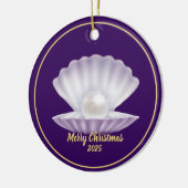 Kerst Parel Zeeschelp Keramisch Ornament (Links)