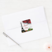 Kerst Paris Eiffeltoren Zebra Roos Bloem Vierkante Sticker (Envelop)