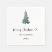 Kerst partij dennenboom eenvoudig script servet (Voorkant)