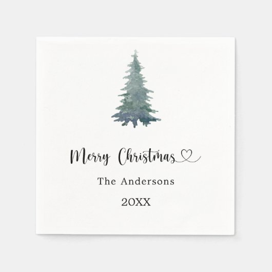 Kerst partij dennenboom eenvoudig script servet (Voorkant)