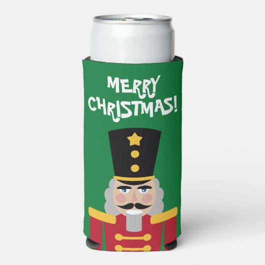 Kerst partij notenkraker aangepaste slank seltzer blikjeskoeler (Seltzer Voorkant)