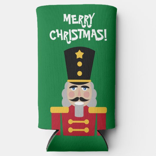 Kerst partij notenkraker aangepaste slank seltzer blikjeskoeler (Voorkant)