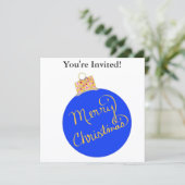Kerst Party Blauw Ornament Ball Feestdagenkaart (Staand voorkant)