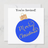 Kerst Party Blauw Ornament Ball Feestdagenkaart (Voorkant)