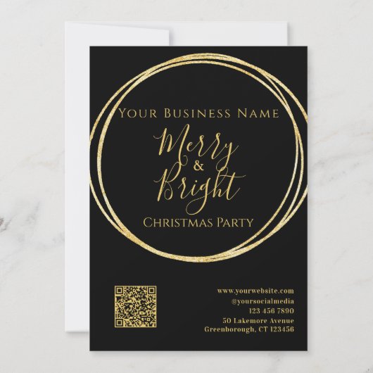 Kerst Party Business Zwart Goud Kaart (Achterkant)