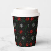 Kerst Party Cups Maat: 8 oz Papieren Beker met Lid (Achterkant)