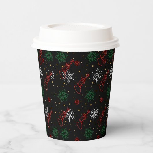 Kerst Party Cups Maat: 8 oz Papieren Beker met Lid (Links)