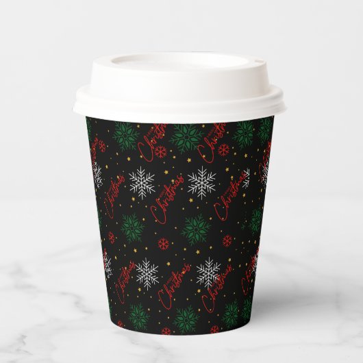 Kerst Party Cups Maat: 8 oz Papieren Beker met Lid (Voorkant)