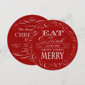 Kerst Party Elegant Red Eat Drink en Be Merry Kaart (Voorkant / Achterkant)