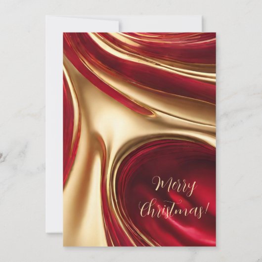 Kerst Party-Elegant Ruby Rood en Goud- Kaart (Achterkant)