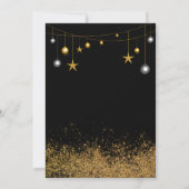 Kerst Party Elegant Zwart Goud Glitter Sterren Kaart (Achterkant)