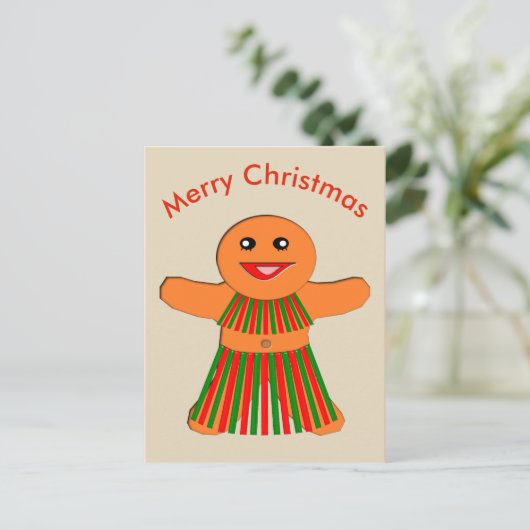 Kerst Party Gingerbread Vrouw Briefkaart (Staand voorkant)