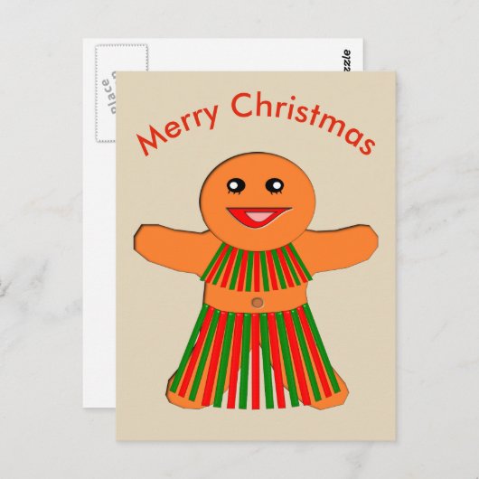 Kerst Party Gingerbread Vrouw Briefkaart (Voorkant / Achterkant)