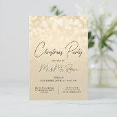 Kerst Party Glam Gold Lights Sparkle Invite Bedankkaart (Staand voorkant)