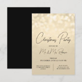 Kerst Party Glam Gold Lights Sparkle Invite Bedankkaart (Voorkant / Achterkant)