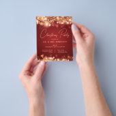 Kerst Party Glam Goud Rode Lichten Flyer (Hand)