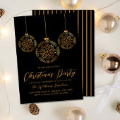 Kerst Party Goud Zwart Holiday Bulb Kaart