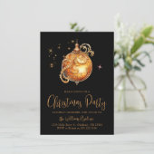 Kerst Party Goud Zwart Holiday Bulb Kaart (Staand voorkant)