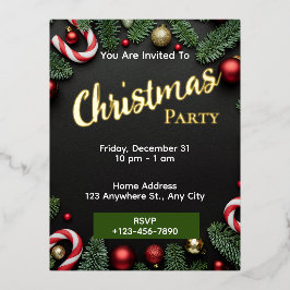 Kerst Party Invitation bewerkbare Folie Briefkaart
