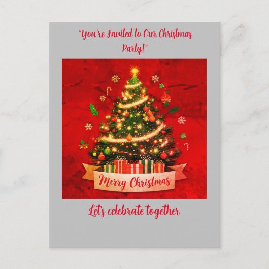 Kerst Party Invitation Briefkaart (Voorkant)