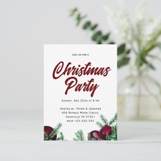 Kerst Party Invitation Briefkaarten (Staand voorkant)