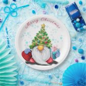 Kerst Party Papier Borden Gnome met Gift Papieren Bordje (Feest)