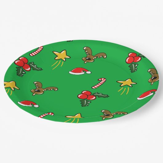 Kerst Party Papieren Borden – Schattigee Patroon Papieren Bordje (Gekanteld)