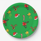 Kerst Party Papieren Borden – Schattigee Patroon Papieren Bordje (Voorkant)