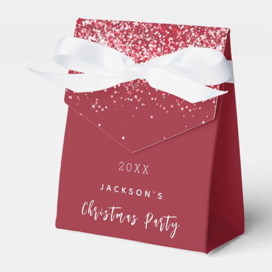 Kerst Party rode glitter elegant modern Bedankdoosjes (Voorkant Zijde)