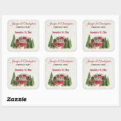 Kerst Party Rustieke Camper Save the Date Vierkante Sticker (Vel)