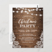 Kerst Party Rustieke Houten String Lights Kant Briefkaart (Voorkant / Achterkant)