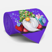 Kerst Party Stropdas Happy Gnome met Gift (Opgerold)