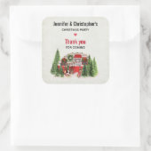 Kerst Party Trailer Camper Outdoorsy Thema Vierkante Sticker (Tas)