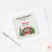 Kerst Party Trailer Camper Outdoorsy Thema Vierkante Sticker (Envelop)
