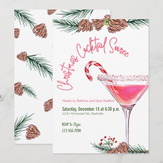 Kerst Party Vakantie Cocktail Work Party Kaart (Voorkant / Achterkant)