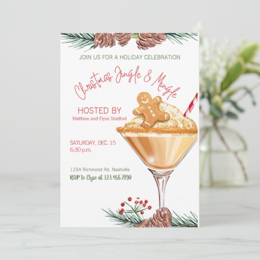 Kerst Party Vakantie Cocktail Work Party Kaart (Staand voorkant)