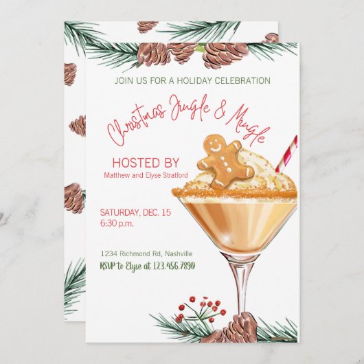 Kerst Party Vakantie Cocktail Work Party Kaart (Voorkant / Achterkant)