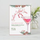 Kerst Party Vakantie Cocktail Work Party Kaart (Staand voorkant)