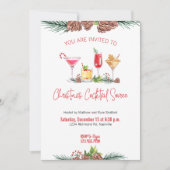 Kerst Party Vakantie Cocktail Work Party Kaart (Voorkant)