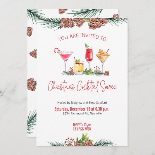 Kerst Party Vakantie Cocktail Work Party Kaart (Voorkant / Achterkant)