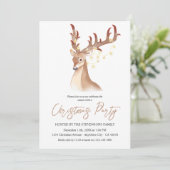 Kerst Party Waterverf Bruin Herten Elegant Chic Kaart (Staand voorkant)