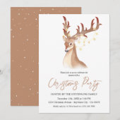 Kerst Party Waterverf Bruin Herten Elegant Chic Kaart (Voorkant / Achterkant)