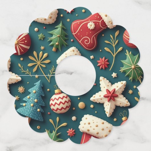 Kerst Party Wijnglas Labels (Voorkant)