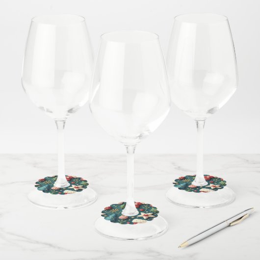 Kerst Party Wijnglas Labels (Set)