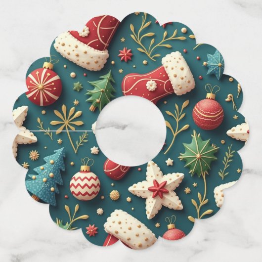 Kerst Party Wijnglas Labels (Achterkant)