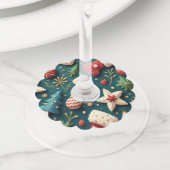 Kerst Party Wijnglas Labels (Dichtbij)