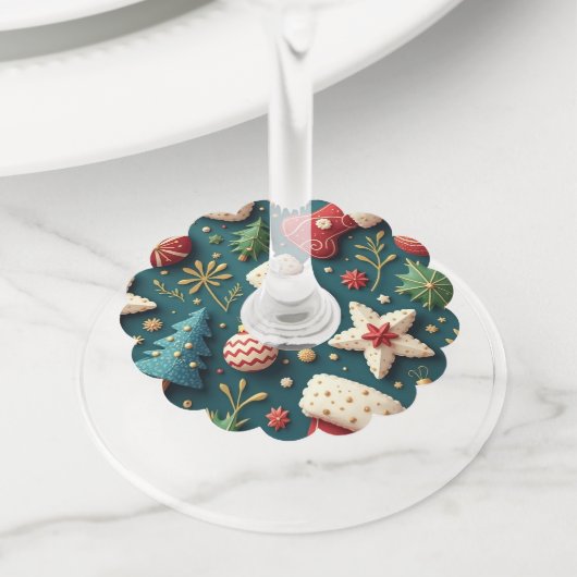 Kerst Party Wijnglas Labels (Dichtbij)