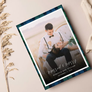 Kerst Pas getrouwd Foto Clan Campbell Tartan Feestdagenkaart