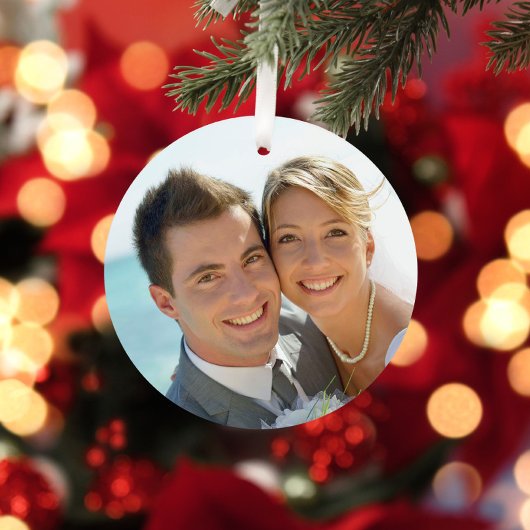 Kerst Pas getrouwd Rode Glitter Foto Metalen Ornament