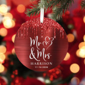 Kerst Pas getrouwd Rode Glitter Foto Metalen Ornament